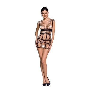 Бодістокінг-сукня Passion BS089 black, міні, плетіння у вигляді павутини One size