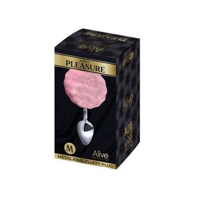 Анальная пробка с хвостом Alive Fluffy Plug M Pink SO6316 фото