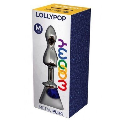 Анальная пробка Wooomy Lollypop Double Ball Metal Plug Blue M SO7422 фото