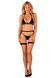 Комплект білизни Obsessive Selinne 3-pcs set XL/2XL Black, бюстгальтер, стрінги пояс для панчіх