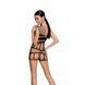 Бодістокінг-сукня Passion BS089 black, міні, плетіння у вигляді павутини One size