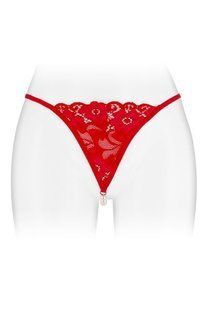 Мереживні жіночі трусики-стрінги з перлинами Fashion Secret VENUSINA S, M, L червоні