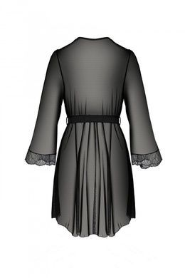 Сексуальный прозрачный халатик пеньюар с кружевными вставками Passion Amberly L/XL черный