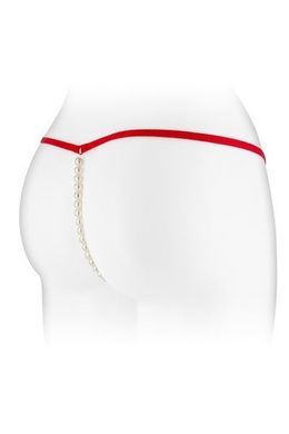 Мереживні жіночі трусики-стрінги з перлинами Fashion Secret VENUSINA S, M, L червоні