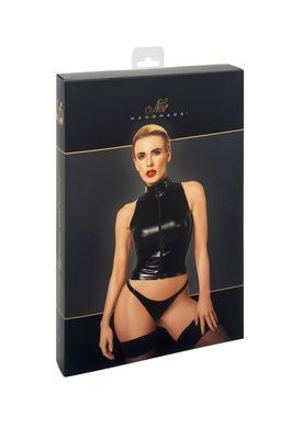 Топ Noir Handmade F324 Glam wetlook top with vinyl corset - XXL
