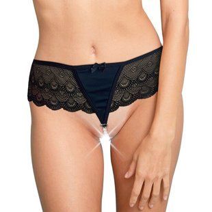 Кружевные эротические трусики с жемчужинами Art of Sex Lina L-2XL черные