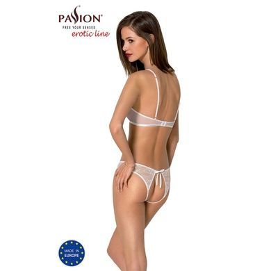 Комплект из бра, трусиков с ажурным декором и открытым шагом Passion URSULA SET S/M, white