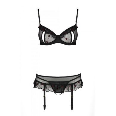 Сексуальный комплект с поясом для чулок Passion LOVELIA SET S/M, black