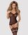 Бодистокинг Obsessive Bodystocking F214 black S/M/L, имитация корсета и чулок на подвязках