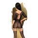 Бодістокінг Penthouse High stakes S/L Black, мінісукня, квітковий декор, глибоке декольте, панчохи