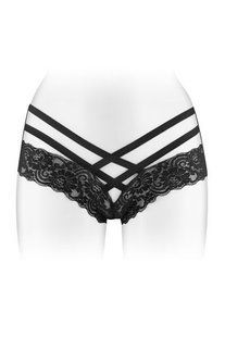 Еротичні трусики з мереживом і перехресними гумками Fashion Secret ANNE One Size чорні