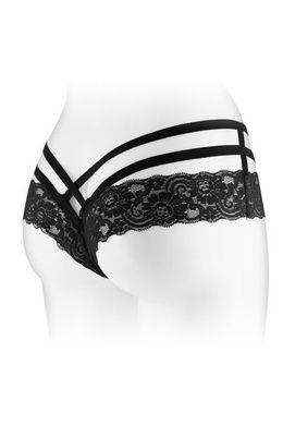 Эротические трусики с кружевом и перекрестными резинками Fashion Secret ANNE One Size черные