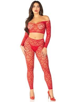 Комплект Leg Avenue Off The Shoulder Top and Footless Tights One Size, Red