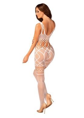 Сетчатый бодистокинг с имитацией топа и шорт Obsessive Bodystocking G330 S/M/L, white, с доступом