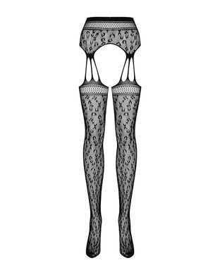 Сітчасті панчохи-стокінги під леопард Obsessive Garter stockings S817 S/M/L, імітація гартерів, з до