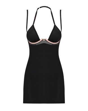 Пеньюар Obsessive Selinne chemise & thong M/L Black, стринги, двойные бретели