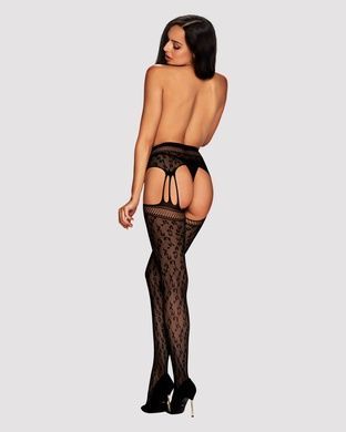 Сітчасті панчохи-стокінги під леопард Obsessive Garter stockings S817 S/M/L, імітація гартерів, з до
