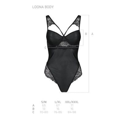 Боди из эко-кожи и кружева Passion LOONA BODY S/M, black