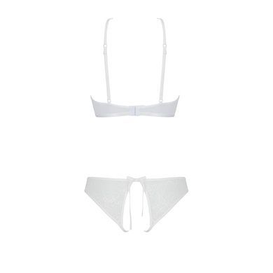 Комплект із бра, трусиків з ажурним декором та відкритим кроком Passion URSULA SET XXL/XXXL, white