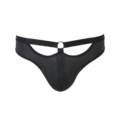 Мужские слипы с вырезами Passion 041 SLIP JOE S/M Black, экокожа, открытые ягодицы