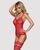 Бодистокинг Obsessive Bodystocking F214 red S/M/L, имитация корсета и чулок на подвязках