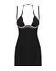 Пеньюар Obsessive Selinne chemise & thong M/L Black, стринги, двойные бретели