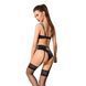 Комплект білизни Passion Exclusive FLORIS SET L/XL, black, ліф, трусики, пояс для панчох