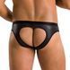 Мужские слипы с вырезами Passion 041 SLIP JOE S/M Black, экокожа, открытые ягодицы