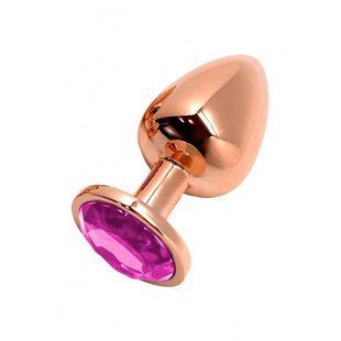 Анальна пробка Wooomy Tralalo Rose Gold Metal Plug Magenta L SO7425 фото