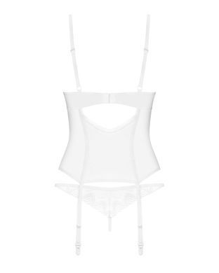 Корсет Obsessive Alissium corset & thong, M/L, гибкие косточки, открытая спина, стринги в комплекте