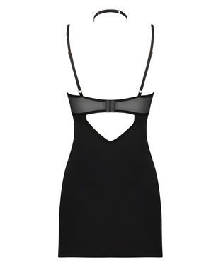 Пеньюар Obsessive Selinne chemise & thong XL/2XL Black, стринги, двойные бретели
