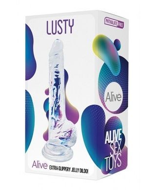 Прозрачный фаллоимитатор Alive Jelly Dildo Lusty с присоской SO5553 фото