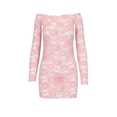 Прозорий пеньюар з довгим рукавом Passion YOLANDA CHEMISE XXL/XXXL, pink, трусики