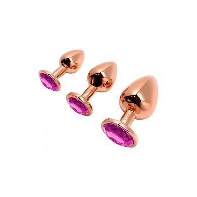 Анальна пробка Wooomy Tralalo Rose Gold Metal Plug Magenta L SO7425 фото