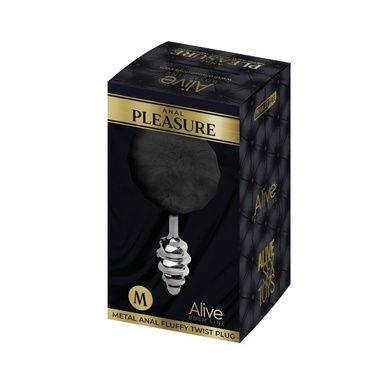 Анальная пробка с хвостом Alive Fluffy Twist Plug M Black SO6309 фото