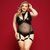 Елегантне боді з екошкіри JSY &laquo;Спокуслива Морган&raquo; Plus Size, Black, сітка, портупея з гартерами