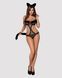 Еротичний костюм гепарду Obsessive Gepardina 3 pcs costume S/M, чорний, хутряне оздоблення, монокіні