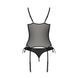 Корсет со шнуровкой Passion NESSY CORSET S/M black, стринги с открытым доступом, пажи для чулок
