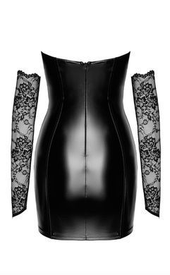 Сексуальна латексна мінісукня з мереживним корсетним верхом і мітенками Noir Handmade L чорна