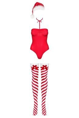 Боди Obsessive Kissmas teddy red S/M