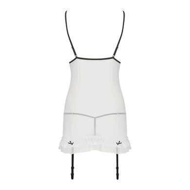 Пеньюар прозорий з пажами Passion ORIHIME CHEMISE L/XL, white, трусики, стрепи
