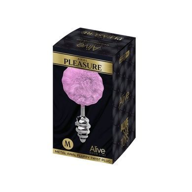Анальна пробка з хвостом Alive Fluffy Twist Plug M Purple SO6308 фото