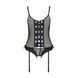 Корсет со шнуровкой Passion NESSY CORSET XXL/XXXL black, стринги с открытым доступом, пажи для чулок