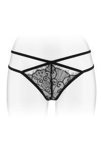 Еротичні трусики-стрінги з мереживом і подвійними гумками Fashion Secret MYLENE One Size чорні