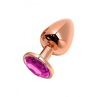 Анальна пробка Wooomy Tralalo Rose Gold Metal Plug Magenta M SO7427 фото