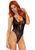 Мереживне боді Leg Avenue Floral lace thong teddy Black, шнурівка на грудях, one size