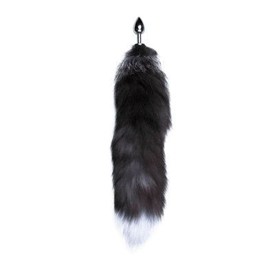 Анальна пробка з хвостом Alive Black And White Fox Tail S SO6321 фото