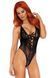 Мереживне боді Leg Avenue Floral lace thong teddy Black, шнурівка на грудях, one size