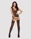 Бодістокінг Obsessive Bodystocking F221 S/M/L, силуетний малюнок з квітковими мотивами
