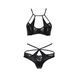 Комплект белья Passion Exclusive NAVEL SET L/XL, black, трусики и лиф с элементами под латекс